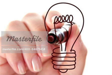 hand drawing light bulb isolated on white
