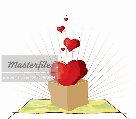 Gift box with love. Vector illustration.