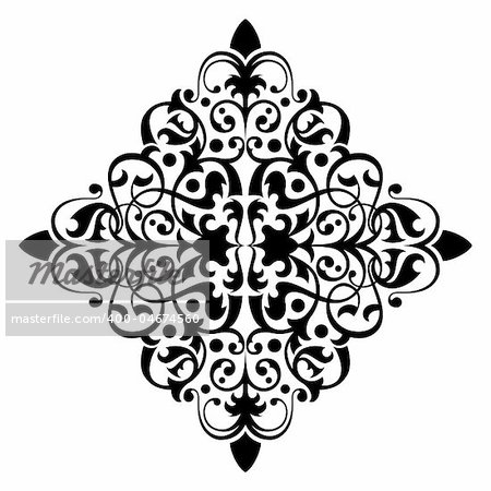 Ancient decorative ornament vector illustration isolated on white