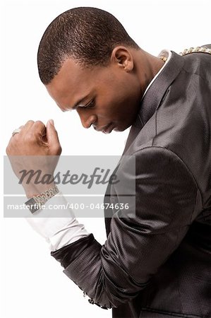young afro-american business man on isolated white background
