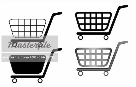 Vector illustration of shopping cart isolated on white background