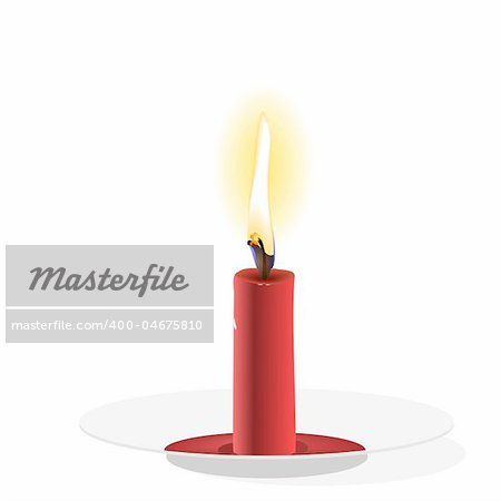 Realistic Vector  Candle on plate