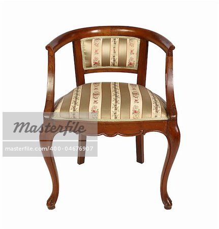 italian old wooden armchair isolated on white