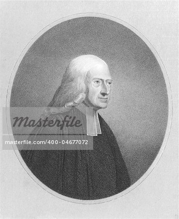 John Wesley (1703-1791) on engraving from the 1800s. Anglican cleric and Christian theologian. Engraved by J.Pofselwhite and published in London by Charles Knight, Ludgate Street.