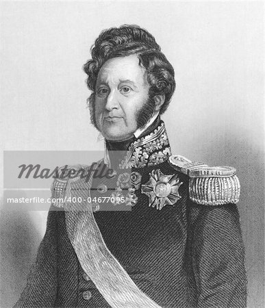 Louis Philippe (1773-1850) on engraving from the 1800s. King of the French during 1830-1848. Engraved by H.Meyer and published in London by Charles Knight in 1850.