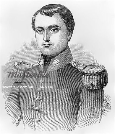 Napoleon Bonaparte (1769-1821) on engraving from the 1800s. Emperor of France. One of the most brilliant individuals in history, a masterful soldier, an unequalled grand tactician and a superb administrator. Published by the Illustrated London News in 1854.