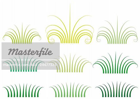 set of simple grass silhouettes, vector