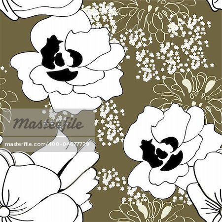 seamless pattern with white flowers