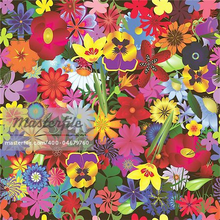 Seamless colorful floral background. Repeat many times