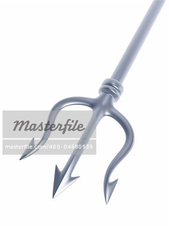 silver trident of Poseidon isolated on white background