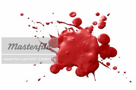 Dark red splatter of blood isolated on white background