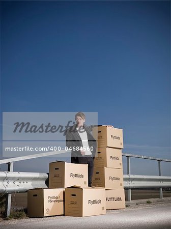 Man with Moving Boxes outdoor