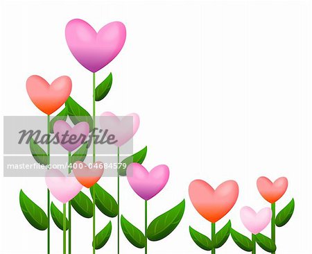 color heart tree with green leaves on the white background