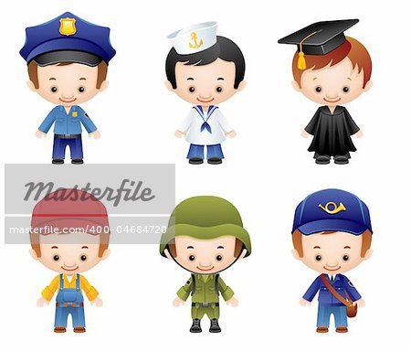 Vector illustration - set of people occupations icons