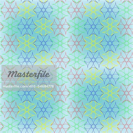 abstract seamless flowers pattern extended, vector art illustration