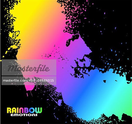 Abstract Grungy Water Drops with Rainbow Spectrum of colours