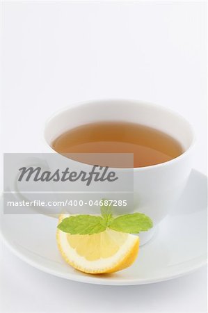 Freshly made healthy mint tea with lemon