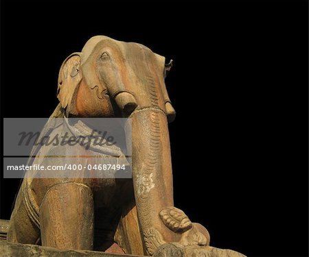 Stone holy elephant isolated with clipping path
