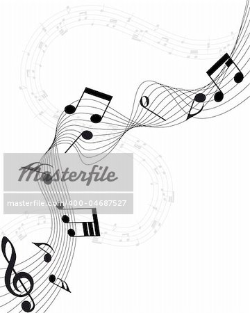 Vector musical notes staff background for design use