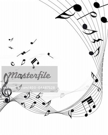 Vector musical notes staff background for design use