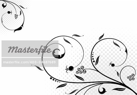 Floral scroll, element for design, vector illustration