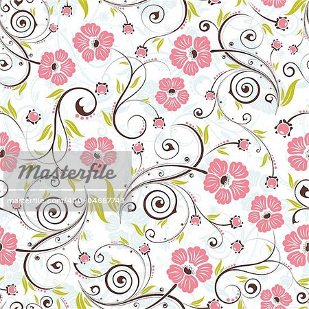 Flower seamless pattern with bud, element for design, vector illustration