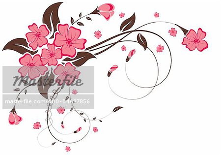 Floral frame with bud, element for design, vector illustration