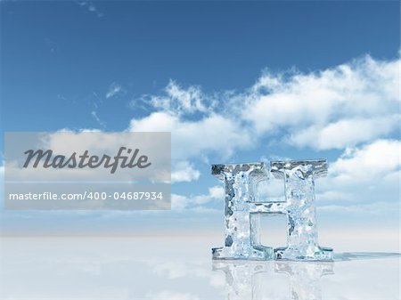 frozen letter h under cloudy blue sky - 3d illustration
