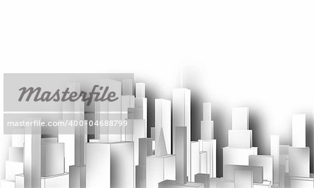 Illustration of a simple 3-dimensional city skyline