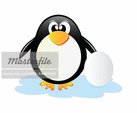 nice illustration penguin with egg isolated on white background