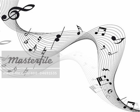 Vector musical notes staff background for design use