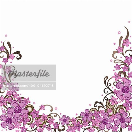 Decorative pink floral border vector illustration