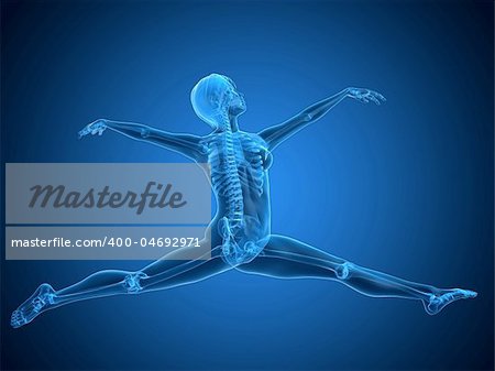3d rendered illustration of a jumping female skeleton