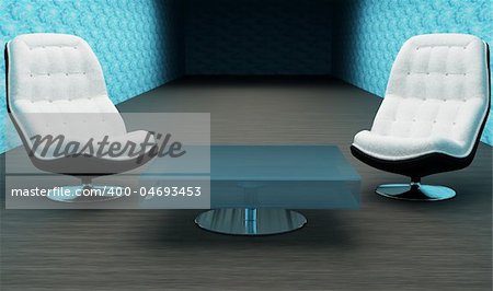 2 armchairs in an interior (3d rendering)