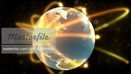 Animation showing a 3d terrestrial globe in high definition