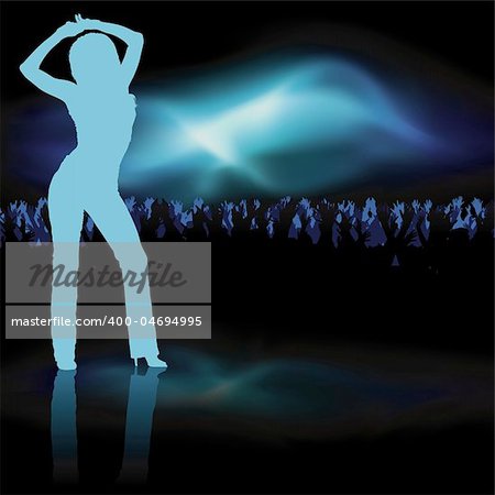 Dancing Girl - dance silhouette, background illustration, vector