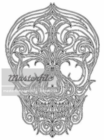 Line art skull illustration