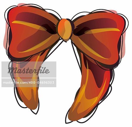 illustration drawing of red bow isolate in a white background