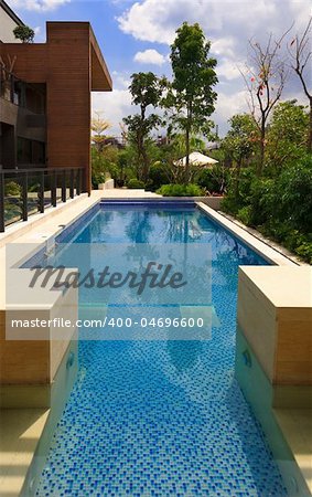 Swimming pool in formal garden