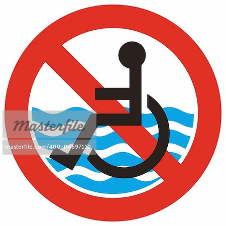 Beach is not accessible to the disabled people symbol