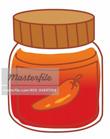 illustration drawing of red pepper in a glass jar