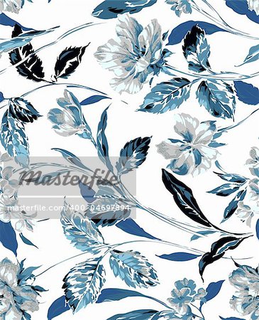 beautiful blue flower painting  in a white background