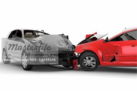 A red car and one black crash in an accident