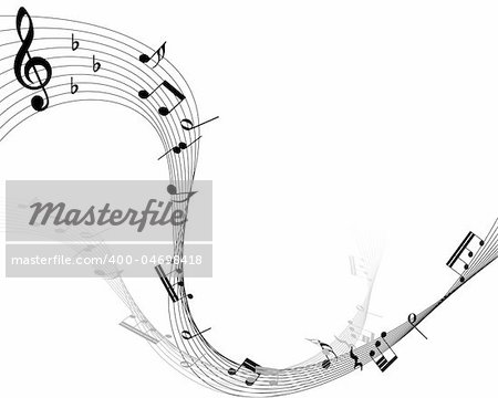 Vector musical notes staff background for design use