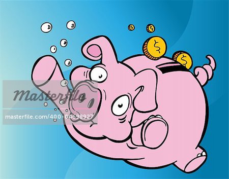 An image of a drowning piggy bank.