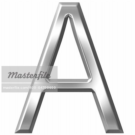 3d silver letter A isolated in white