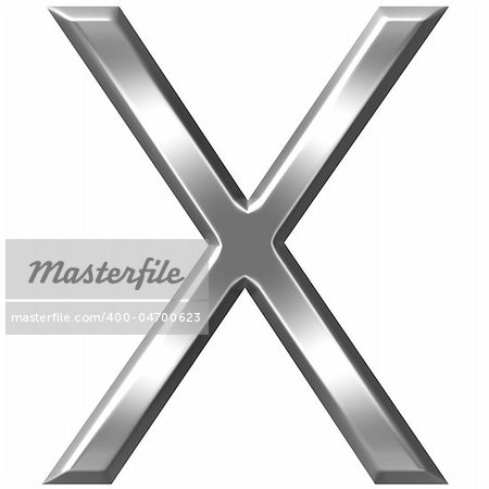 3d silver letter X isolated in white