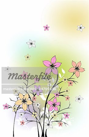 drawing of beautiful flower in a colourful background