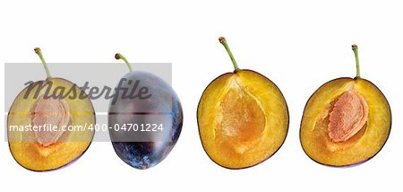 ripe plum fruit on white background