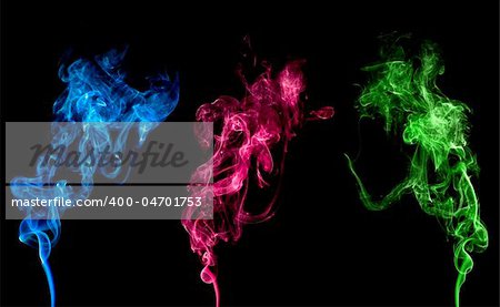 Abstract colorful smoke isolated on clean background.